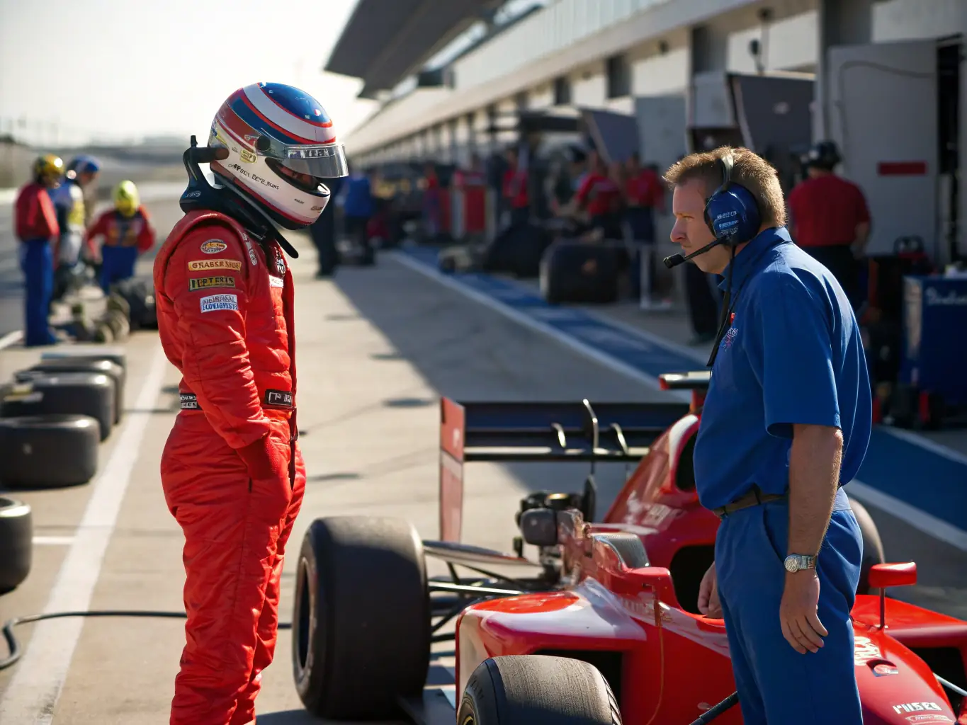 A focused shot of a volunteer assisting with a kart-cross event, emphasizing the importance of community support and engagement. The image should convey a sense of teamwork and dedication.